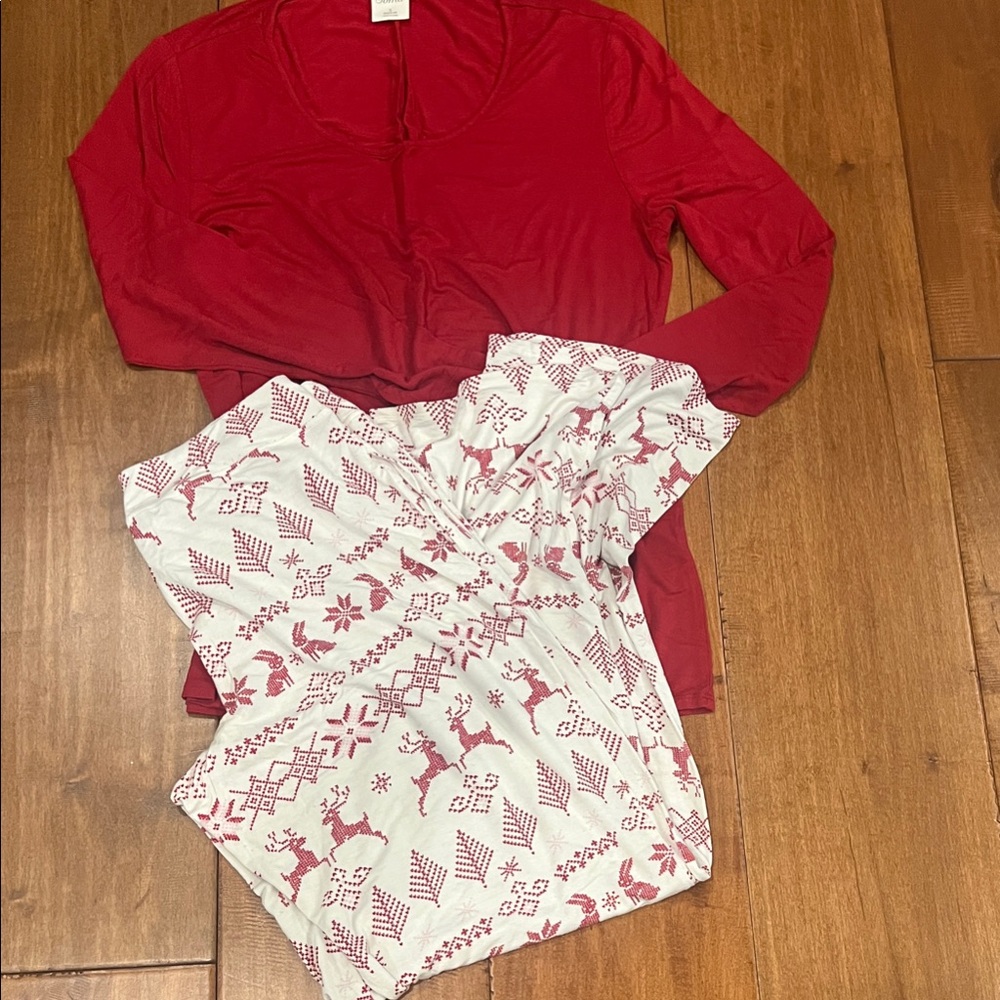 Soma Festive Red and White Pajama Set